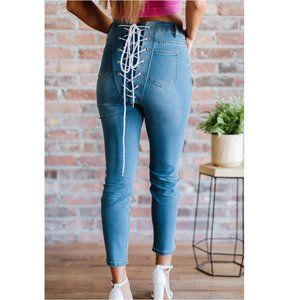 Take It Easy Full Size Run Lace-Up Jeans